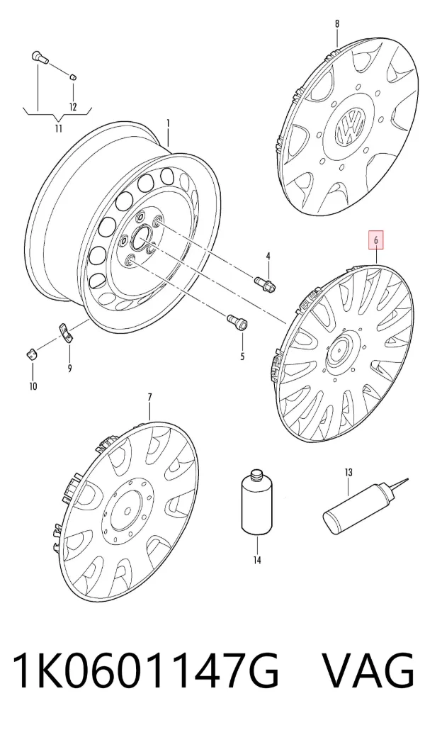 Coberta de disco de roda 1K0601147G VAG