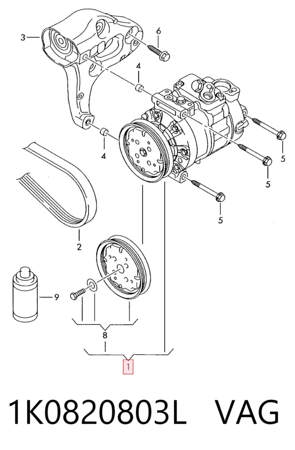 Compressor de aparelho de ar condicionado 1K0820803L VAG