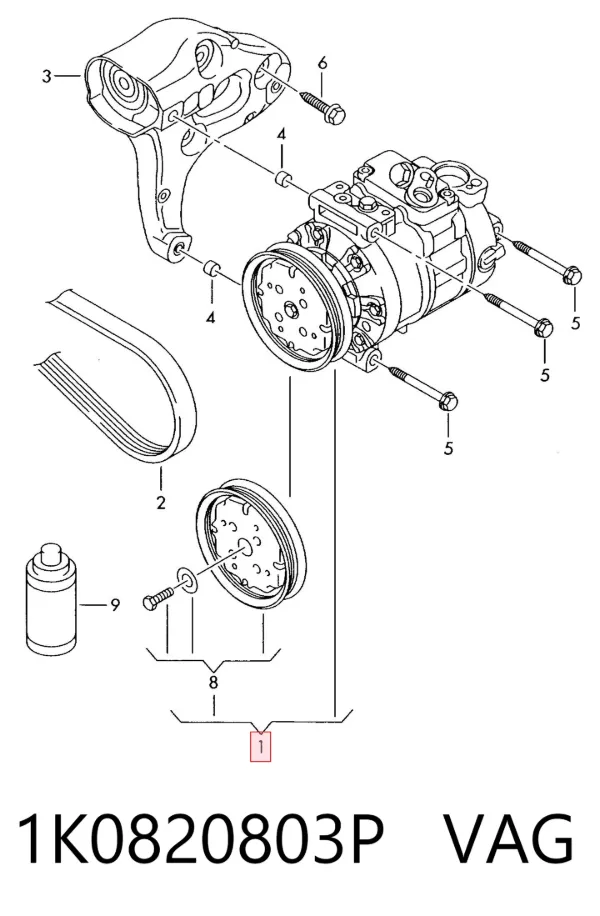 Compressor de aparelho de ar condicionado 1K0820803P VAG
