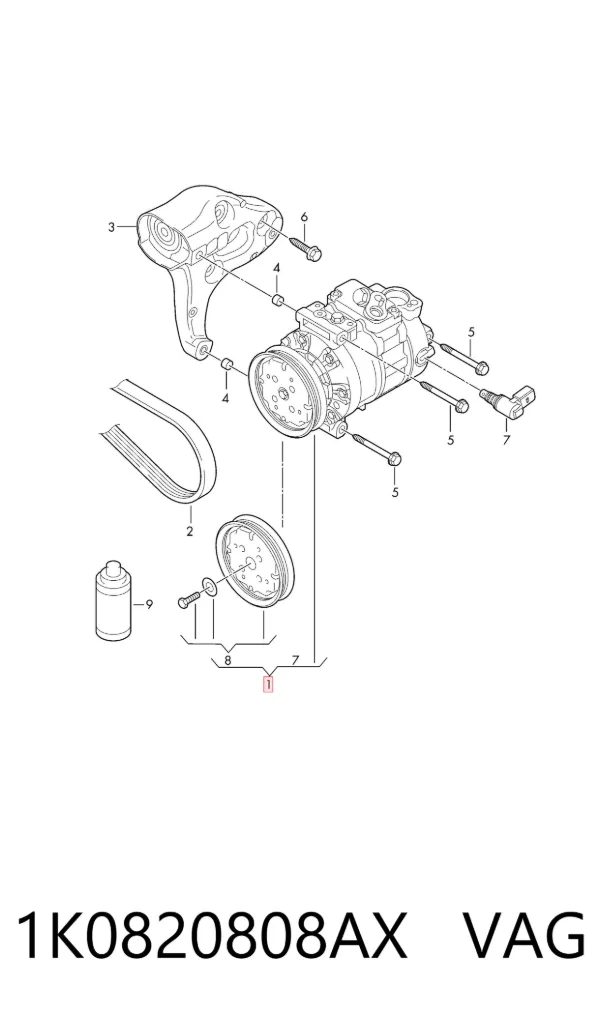 Compressor de aparelho de ar condicionado 1K0820808AX VAG