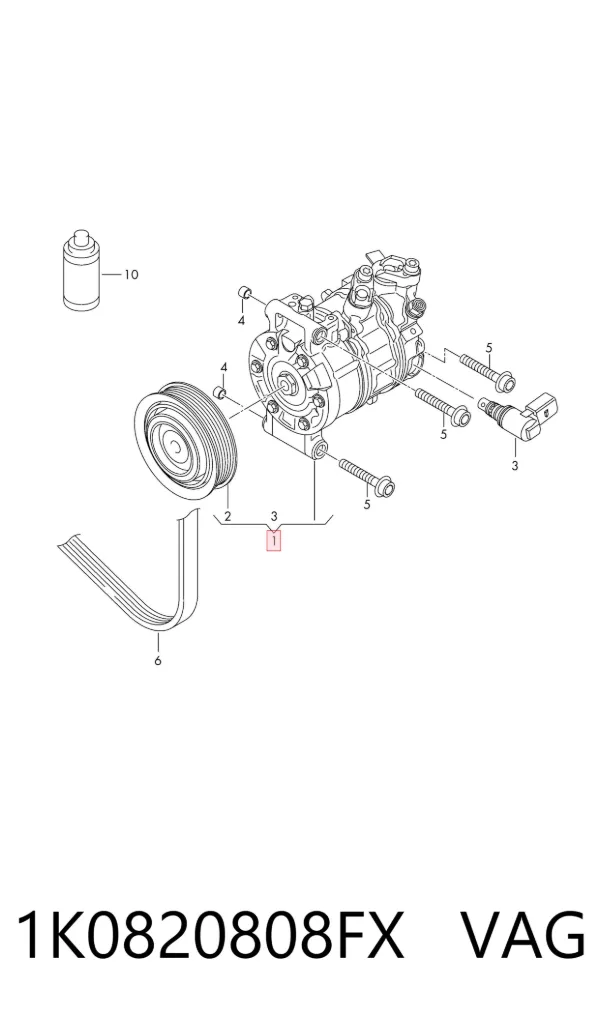 Compressor de aparelho de ar condicionado 1K0820808FX VAG