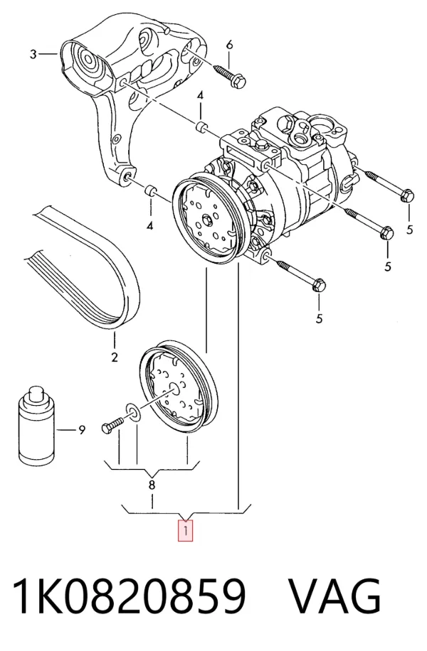 Compressor de aparelho de ar condicionado 1K0820859 VAG