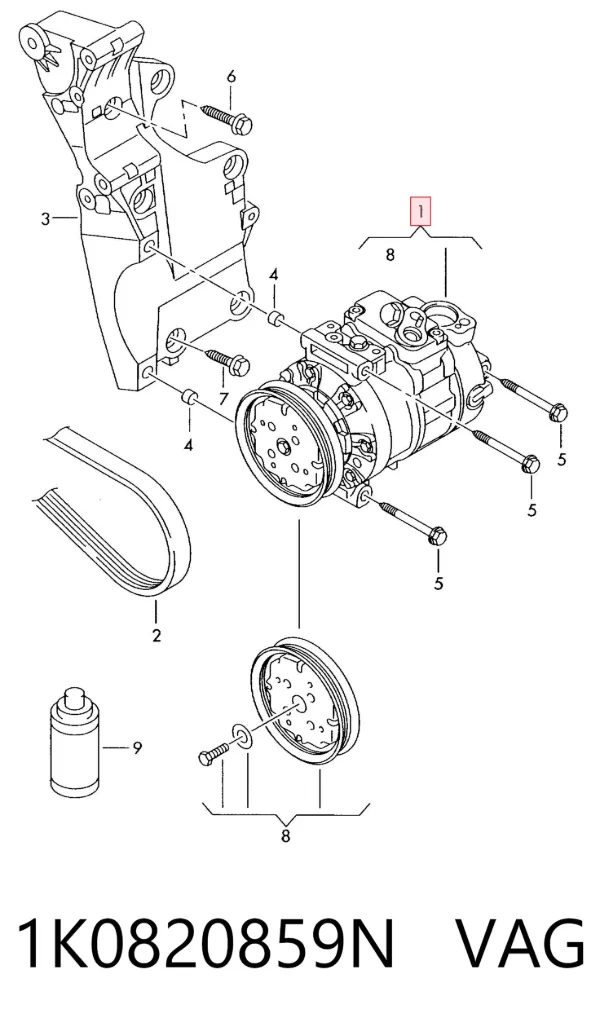 Compressor de aparelho de ar condicionado 1K0820859N VAG