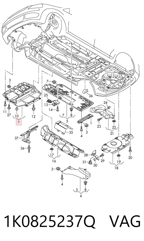 Proteção de motor dianteira 1K0825237Q VAG