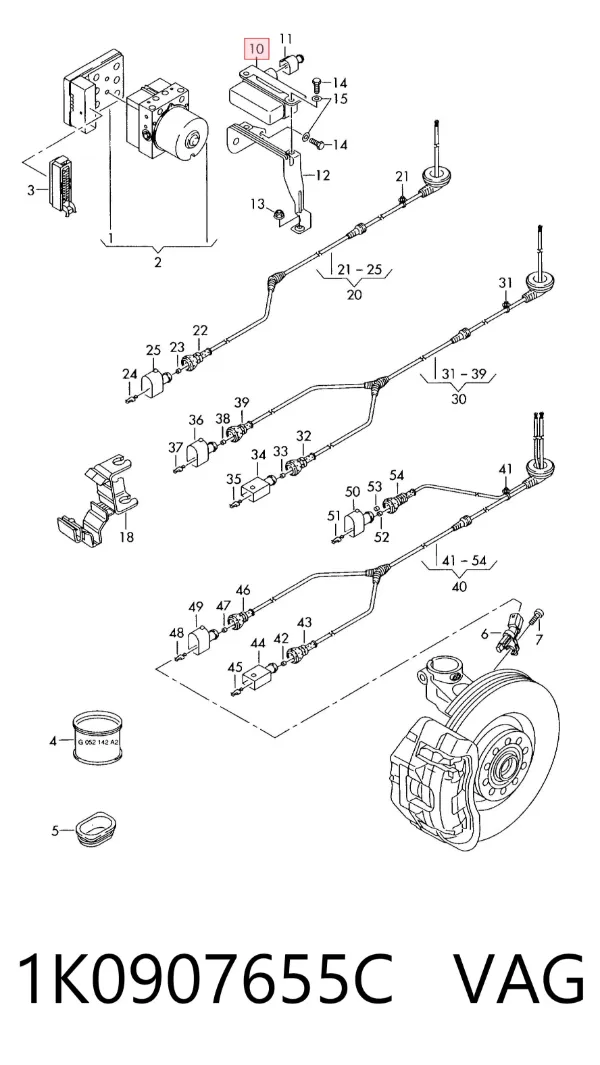 Sensor de aceleração longitudinal 1K0907655C VAG