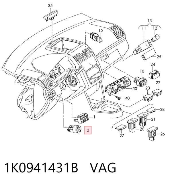 Comutador das luzes no "painel de instrumentos" 1K0941431B VAG