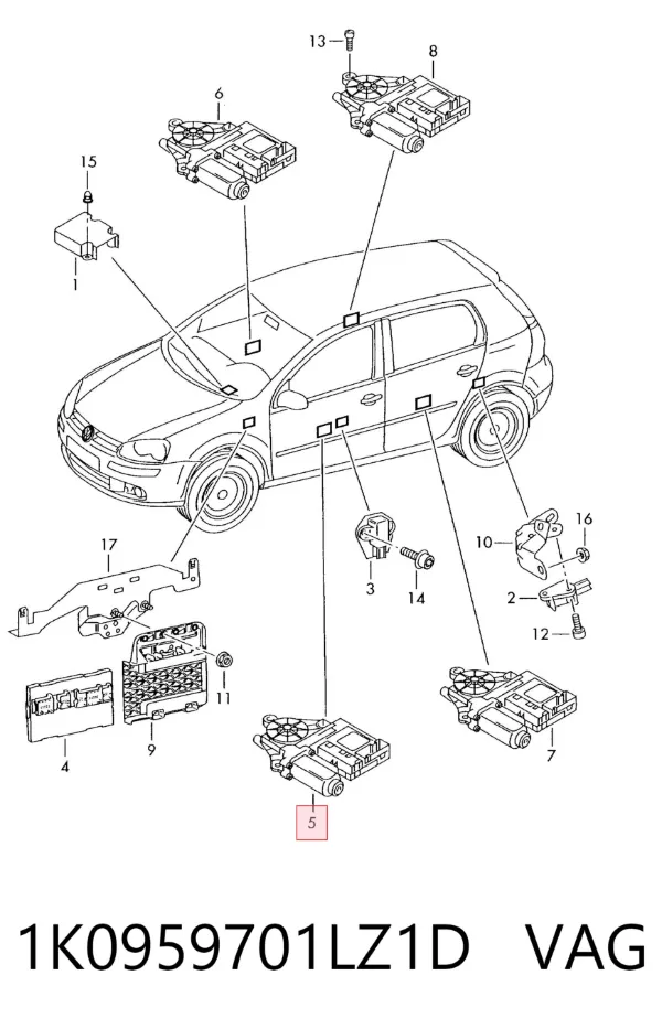 Motor de acionamento de vidro da porta dianteira esquerda 1K0959701LZ1D VAG