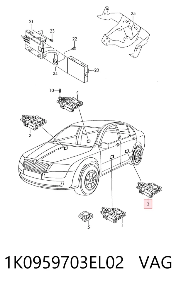 Motor de acionamento de vidro da porta traseira esquerda 1K0959703EL02 VAG