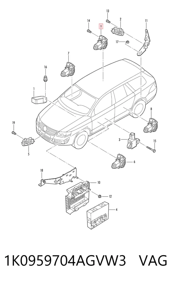 Motor de acionamento de vidro da porta traseira direita 1K0959704AGVW3 VAG
