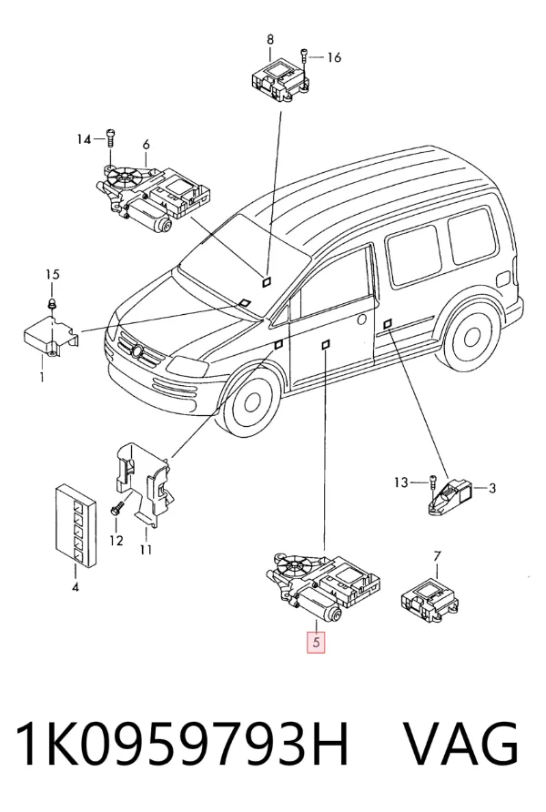 Motor de acionamento de vidro da porta dianteira esquerda 1K0959793H VAG