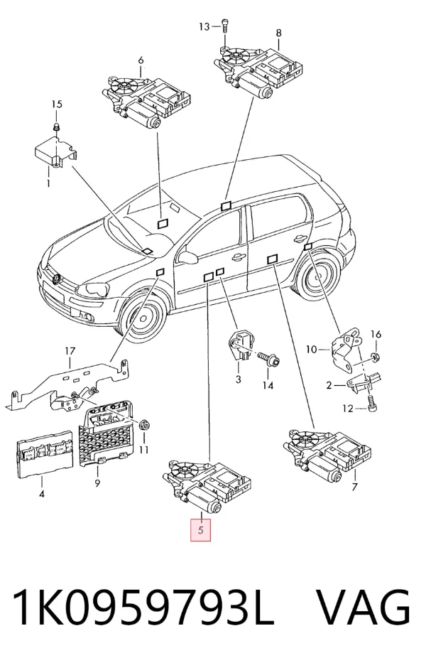 Motor de acionamento de vidro da porta dianteira esquerda 1K0959793L VAG