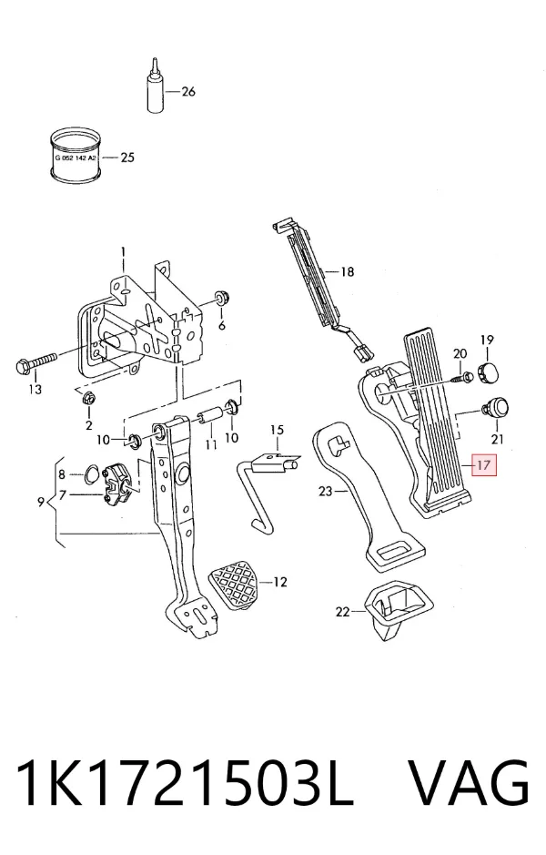 Pedal de gás (de acelerador) 1K1721503L VAG