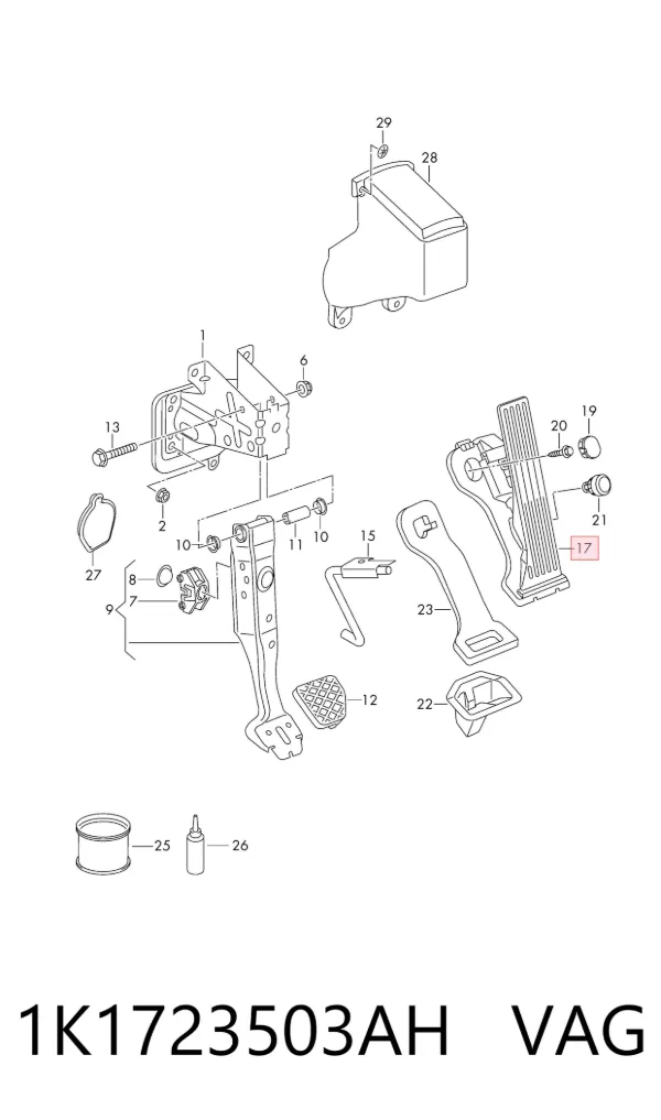 Pedal de gás (de acelerador) 1K1723503AH VAG