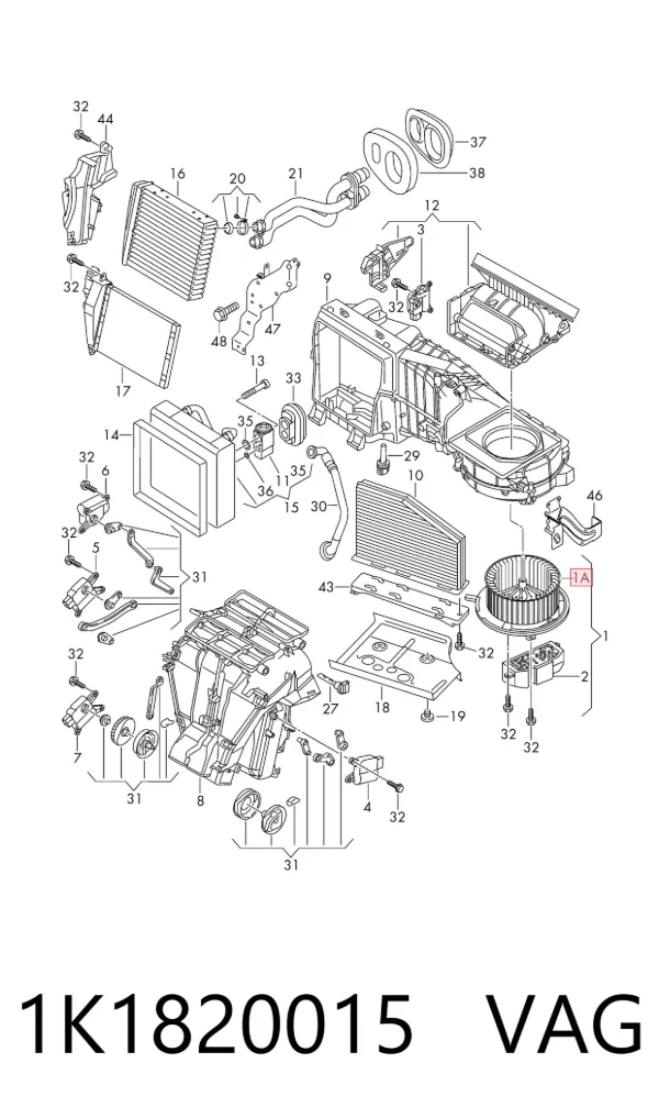 Motor de ventilador de forno (de aquecedor de salão) 1K1820015 VAG
