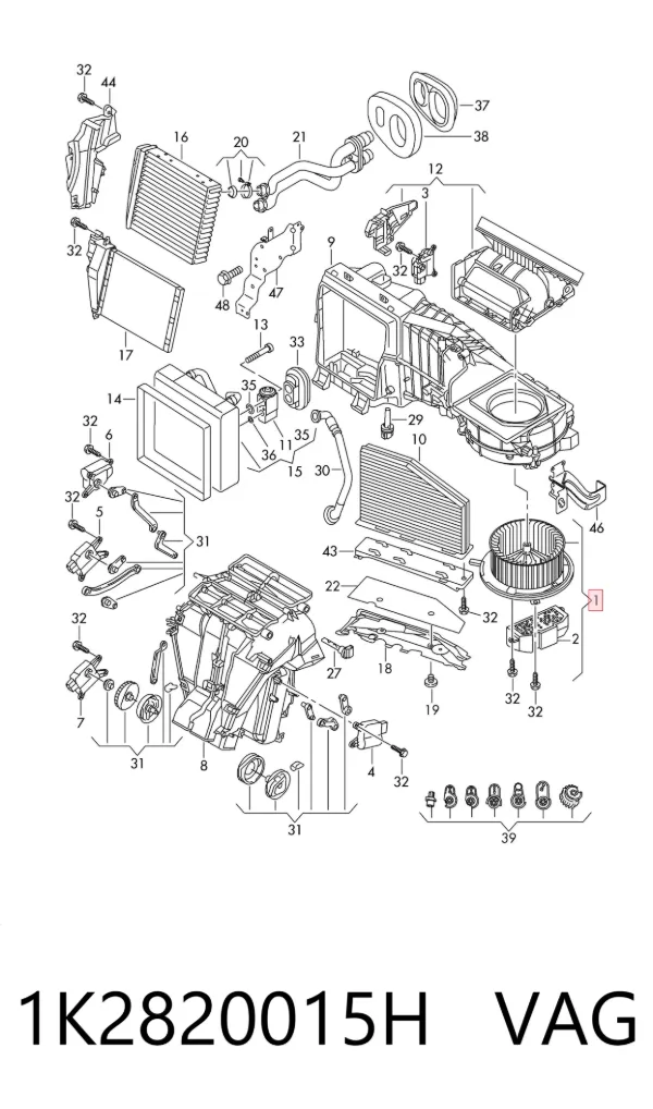 Motor de ventilador de forno (de aquecedor de salão) 1K2820015H VAG