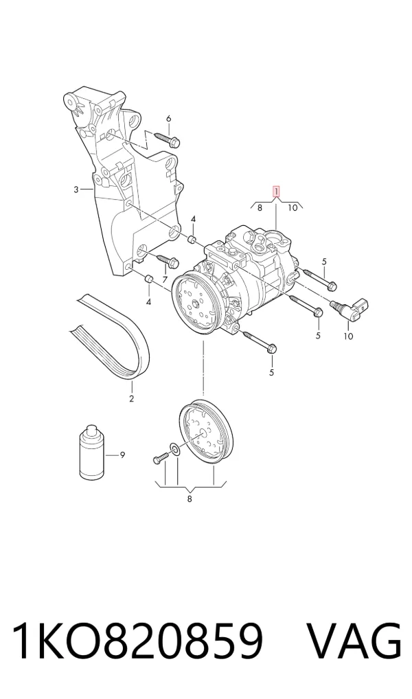 Compressor de aparelho de ar condicionado 1KO820859 VAG