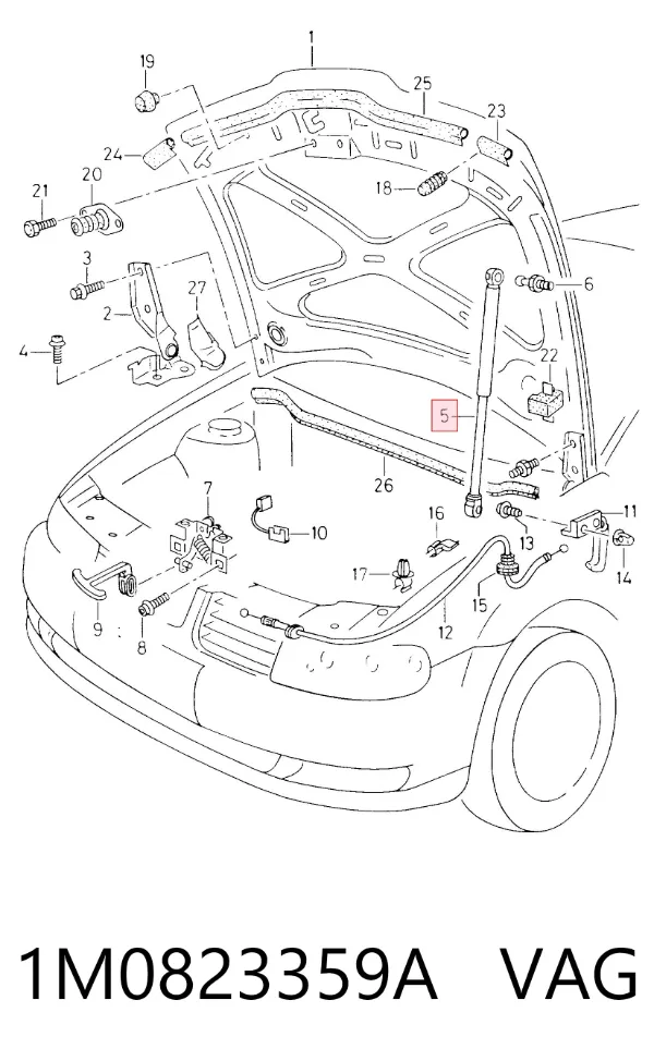 Amortecedor da capota 1M0823359A VAG