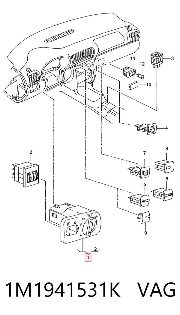 Comutador das luzes no "painel de instrumentos" 1M1941531K VAG