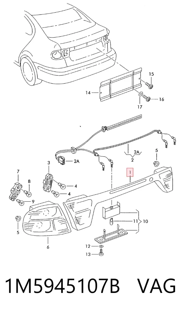 Lanterna traseira central 1M5945107B VAG
