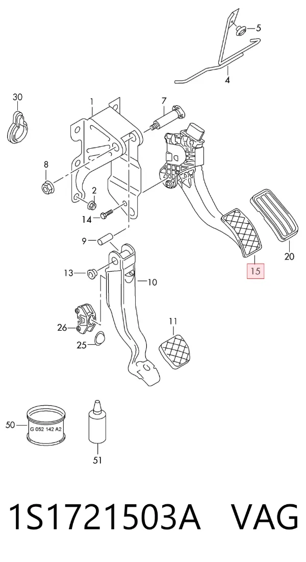 Pedal de gás (de acelerador) 1S1721503A VAG