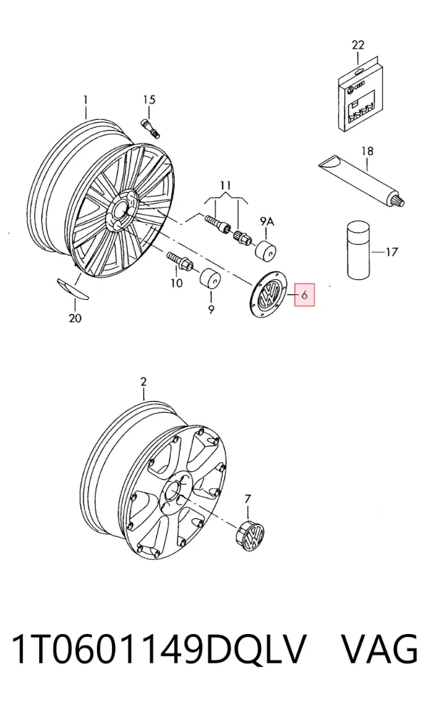 Coberta de disco de roda 1T0601149DQLV VAG