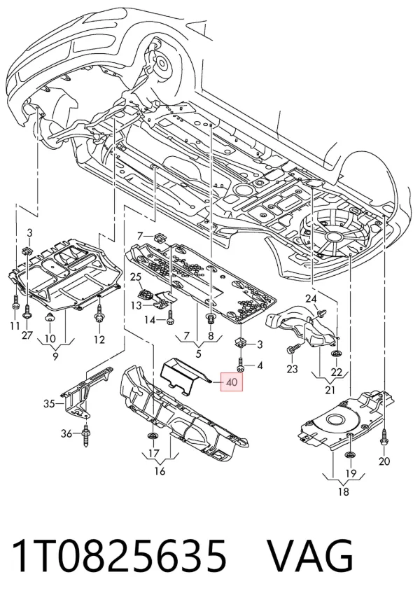 Proteção de motor, de panela (da seção de motor) 1T0825635 VAG