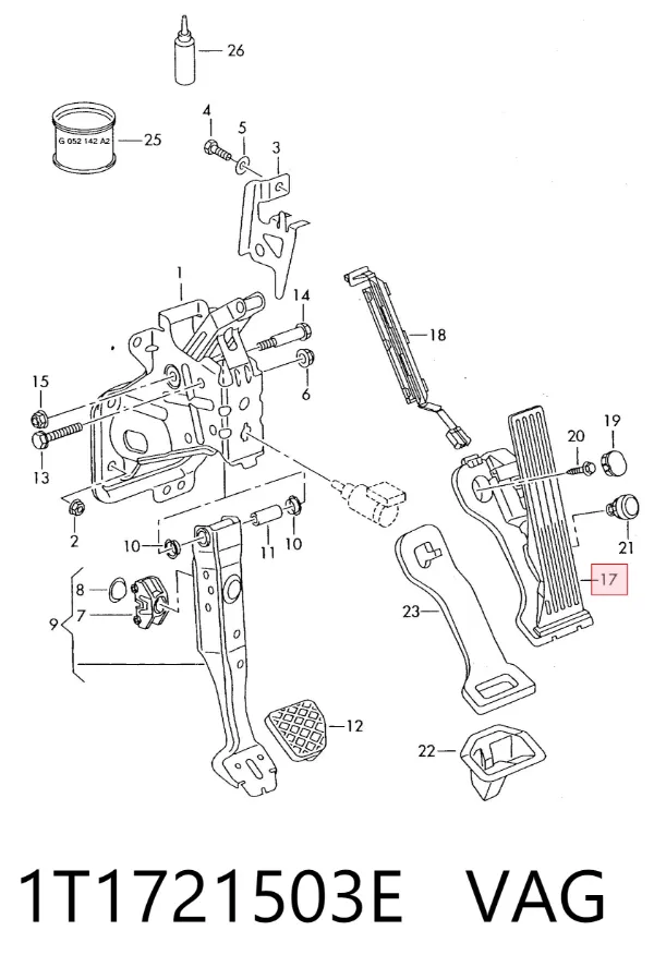 Pedal de gás (de acelerador) Volkswagen Caddy III