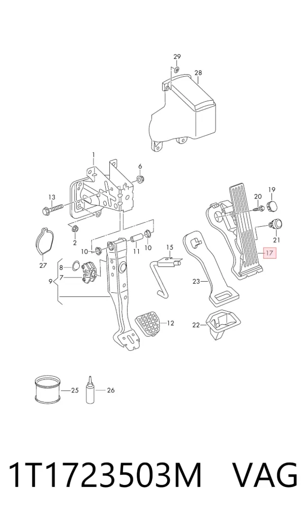 Pedal de gás (de acelerador) 1T1723503M VAG