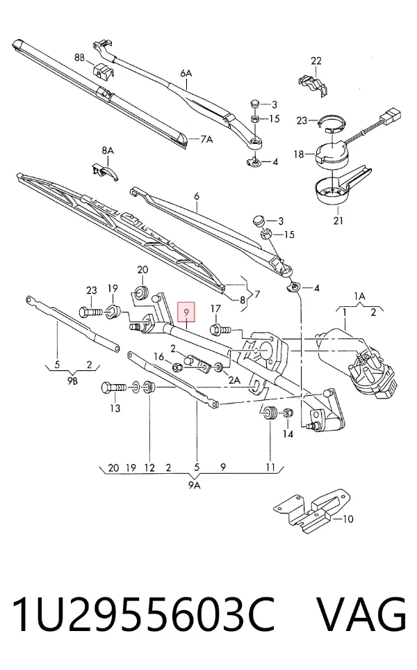 Trapézio de limpador pára-brisas 1U2955603C VAG