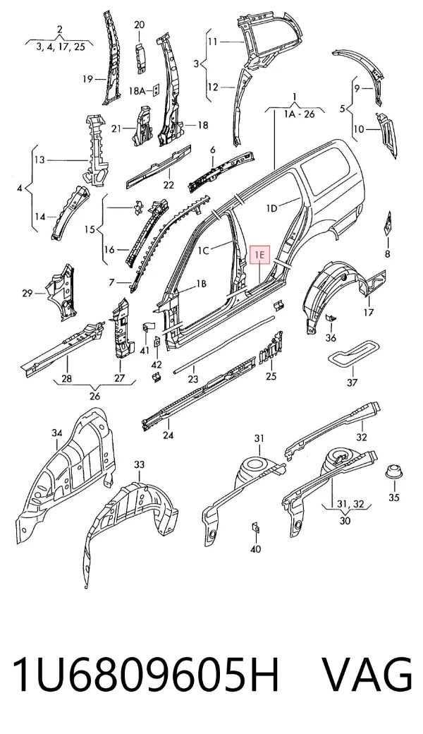 Acesso externo esquerdo 1U6809605H VAG