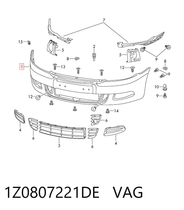 Pára-choque dianteiro 1Z0807221DE VAG