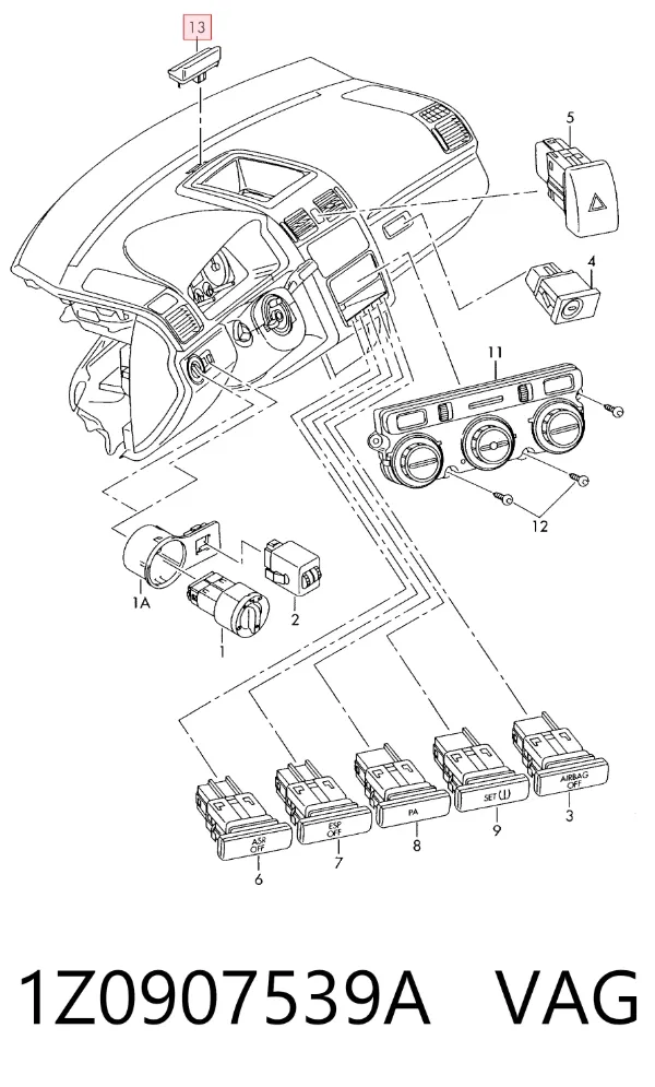 Sensor de iluminação 1Z0907539A VAG