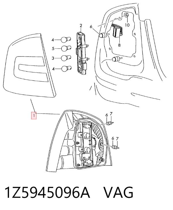 Lanterna traseira direita 1Z5945096A VAG
