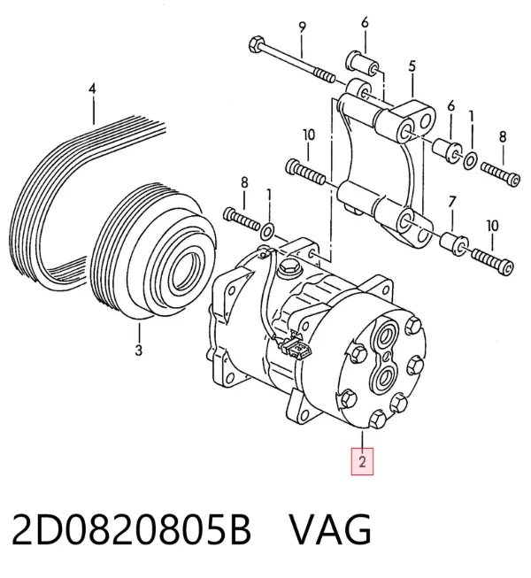 Compressor de aparelho de ar condicionado 2D0820805B VAG