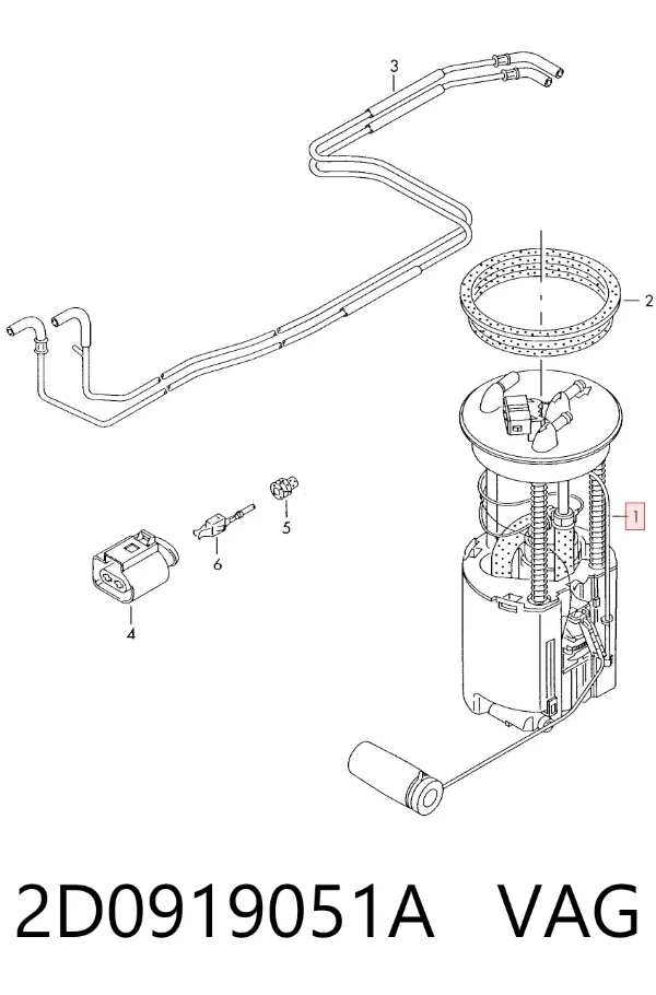 Módulo de bomba de combustível com sensor do nível de combustível 2D0919051A VAG