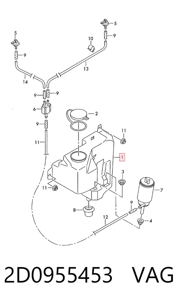 Tanque de fluido para lavador de vidro Volkswagen LT 28-35 II