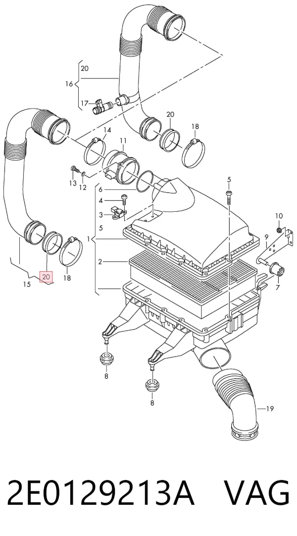 Anel de cano derivado de turbina, de ar comprimido 2E0129213A VAG