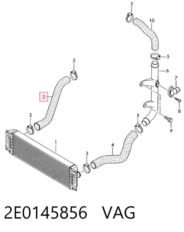 Mangueira (cano derivado) de intercooler 2E0145856 VAG