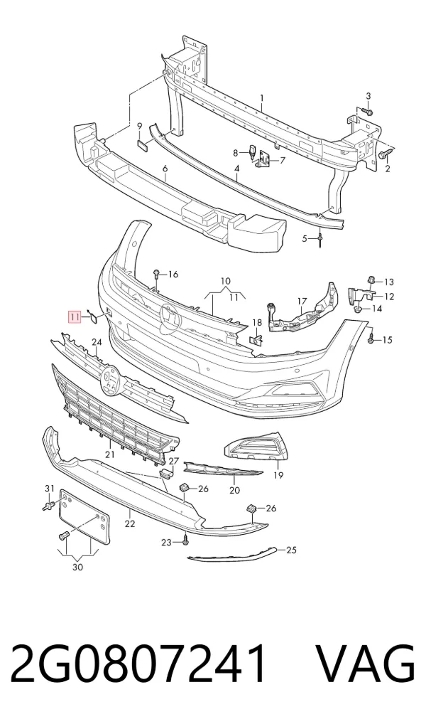 Tampão dianteiro direito do pára-choque do gancho de reboque 2G0807241 VAG