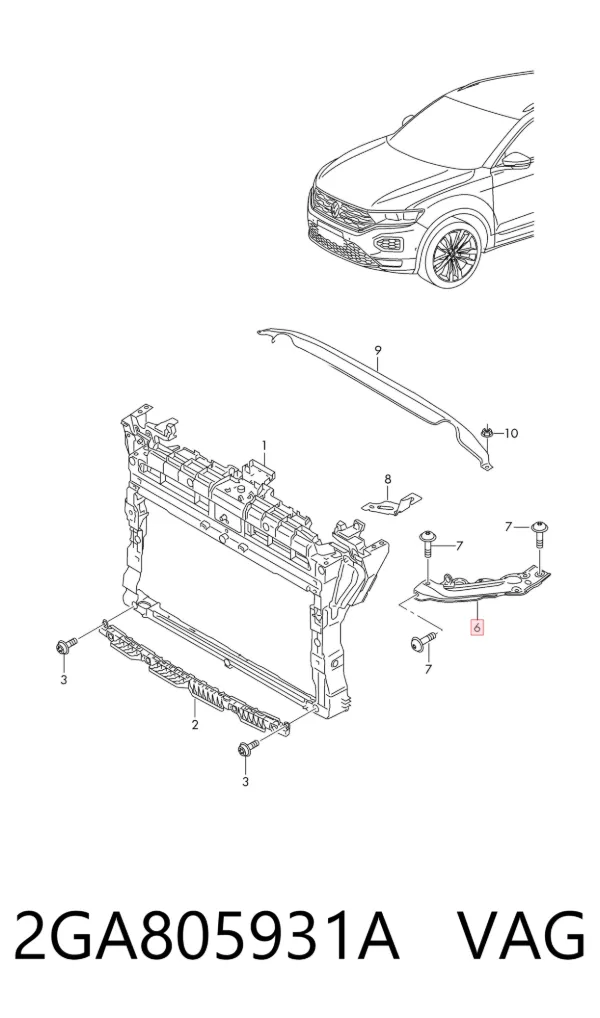 Consola de suporte do radiador superior 2GA805931A VAG