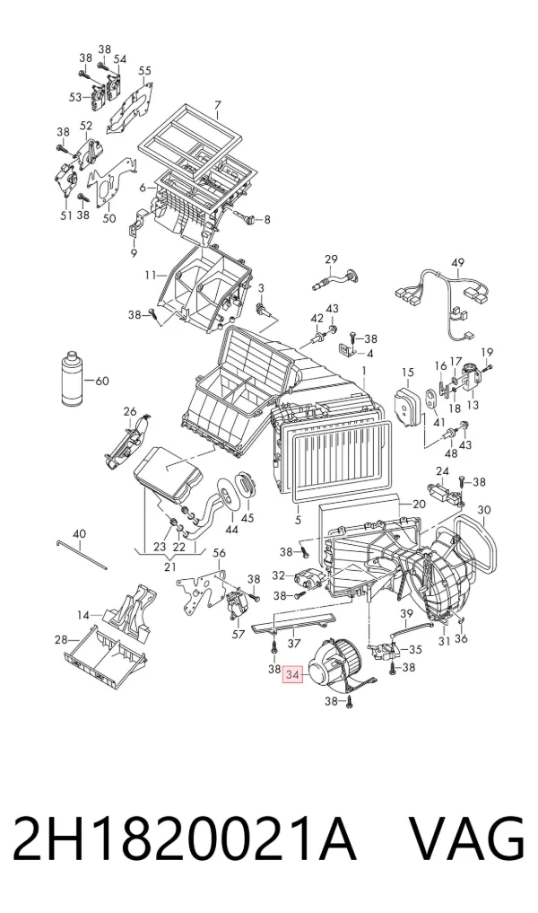 Motor de ventilador de forno (de aquecedor de salão) 2H1820021A VAG