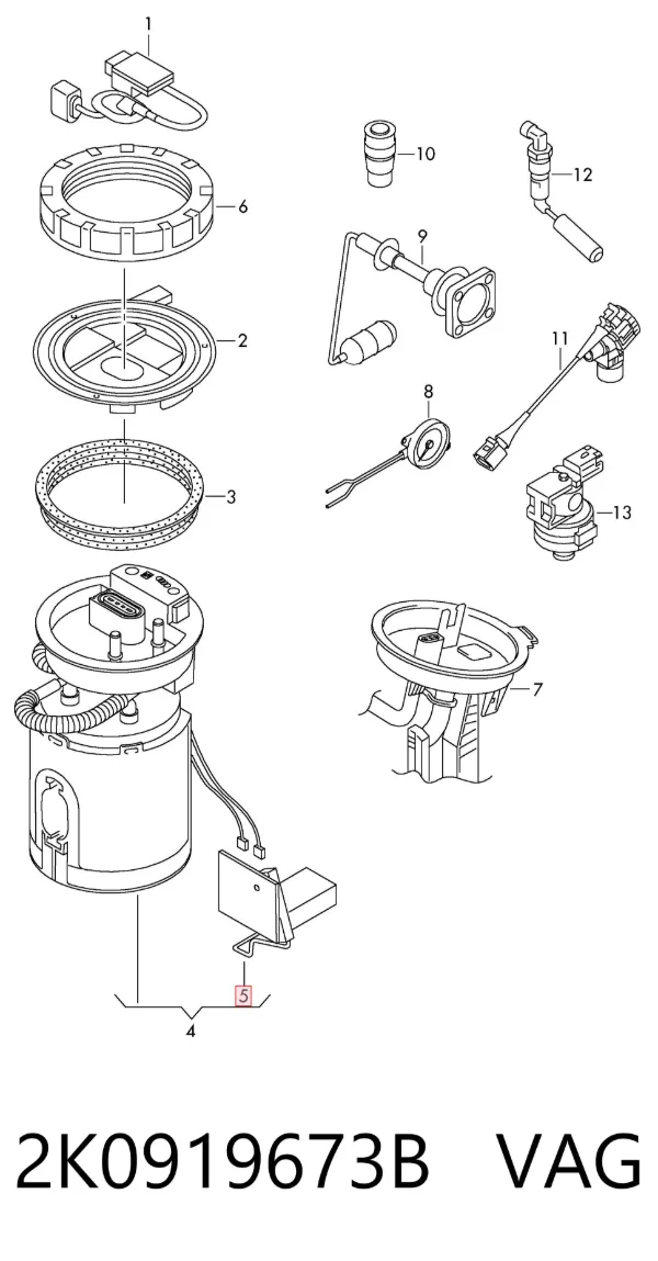 Sensor do nível de combustível no tanque 2K0919673B VAG