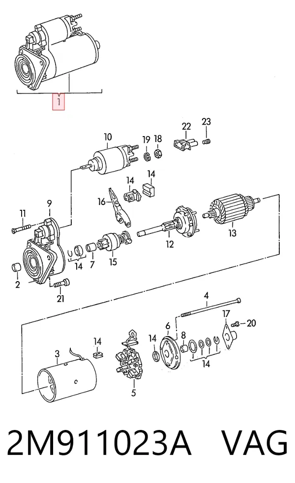 Motor de arranco 2M911023A VAG