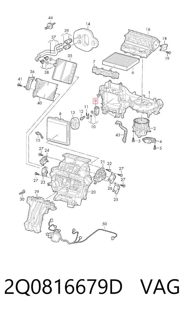 Válvula TRV de aparelho de ar condicionado 2Q0816679D VAG