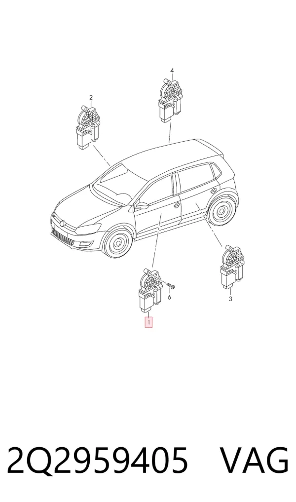 Motor de acionamento de vidro da porta dianteira esquerda 2Q2959405 VAG