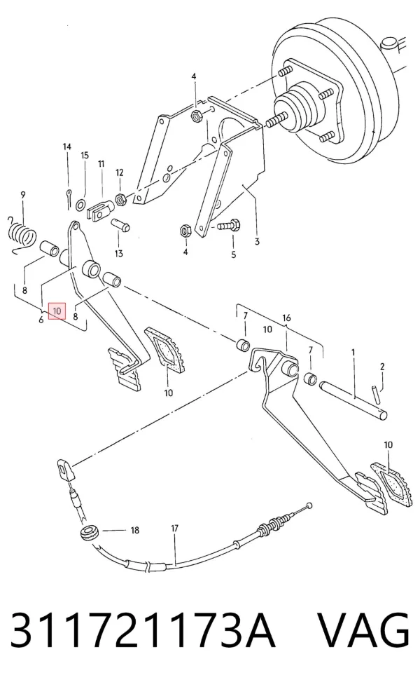 Placa sobreposta de pedal do freio 311721173A VAG