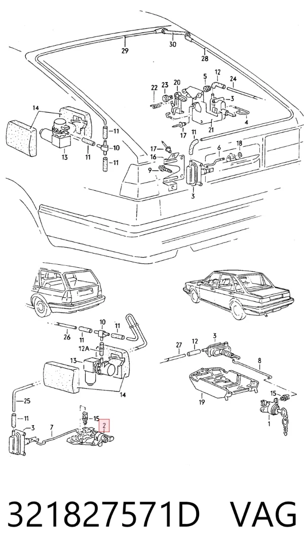 Fecho de tampa de porta-malas (de 3ª/5ª porta traseira) Volkswagen Passat B2