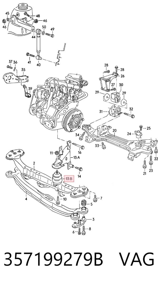 Coxim (suporte) dianteiro de motor 357199279B VAG