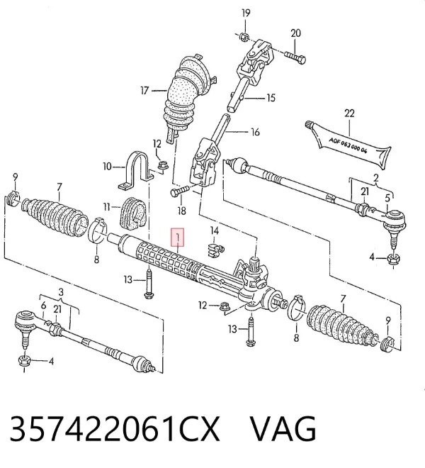 Cremalheira da direção 357422061CX VAG