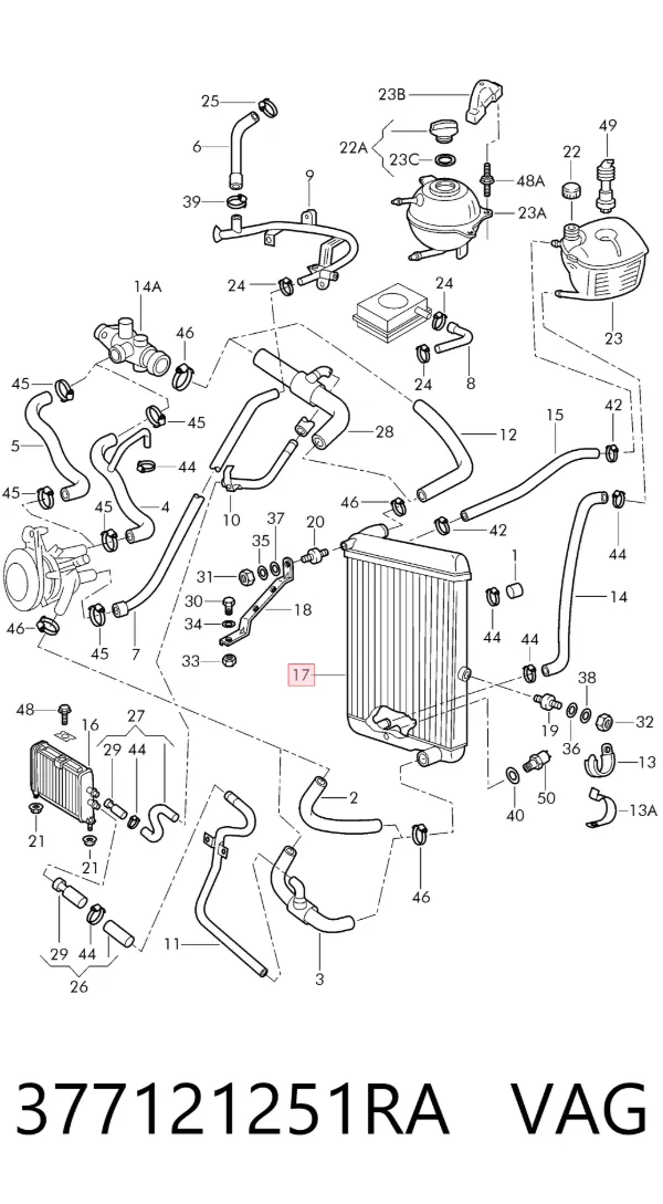 Radiador de esfriamento de motor 377121251RA VAG